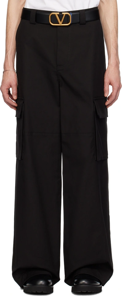 Valentino Black Hammer Loop Cargo Trousers In Nero