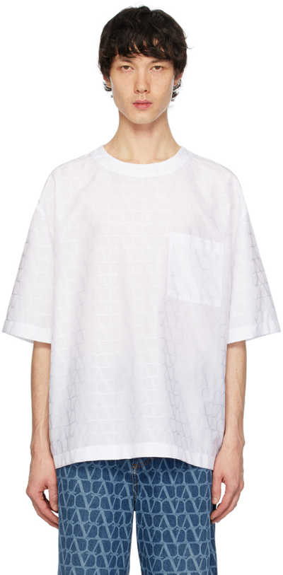 Valentino White Iconographe T-shirt In St. Toile Icono Bian