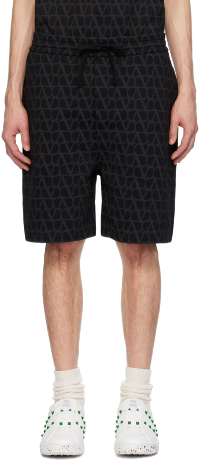 Valentino Toile Iconographe Cotton Bermuda Shorts In Black