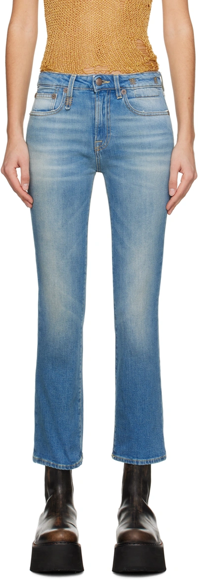 R13 Blue Kick Fit Jeans In Jasper Stretch