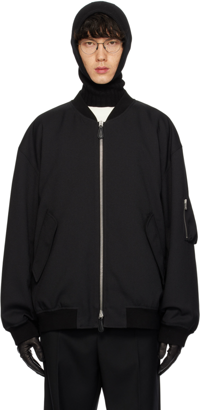 Jil Sander Black Padded Bomber Jacket