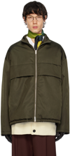 Jil Sander Funnel-neck Padded Jacket In 302 Dark Green
