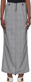 Coperni Prince Of Wales Checked Wool Maxi Skirt In 601b Black/white