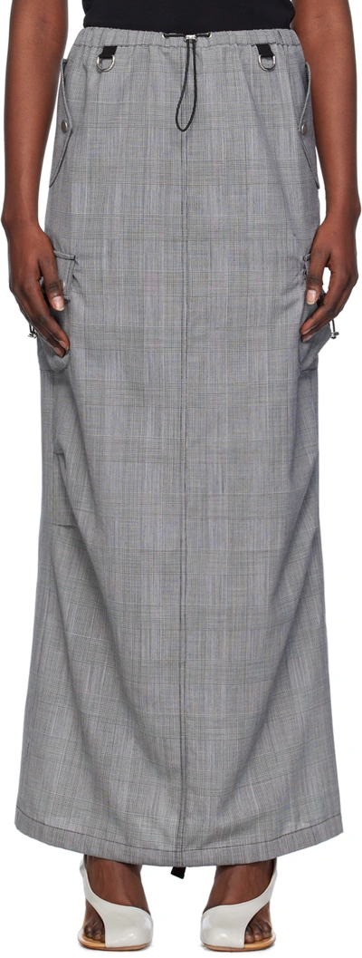 Coperni Virgin Wool Cargo Maxi Skirt In Grey