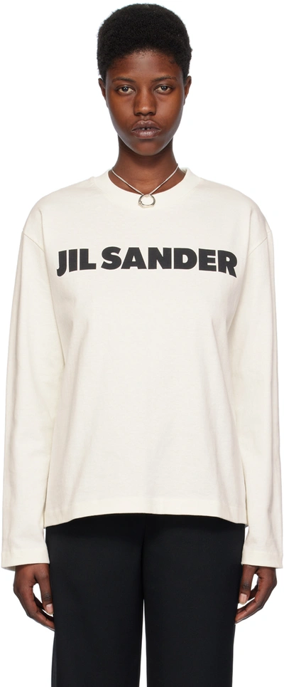 Jil Sander Off-white Crewneck Long Sleeve T-shirt In 102 Porcelain