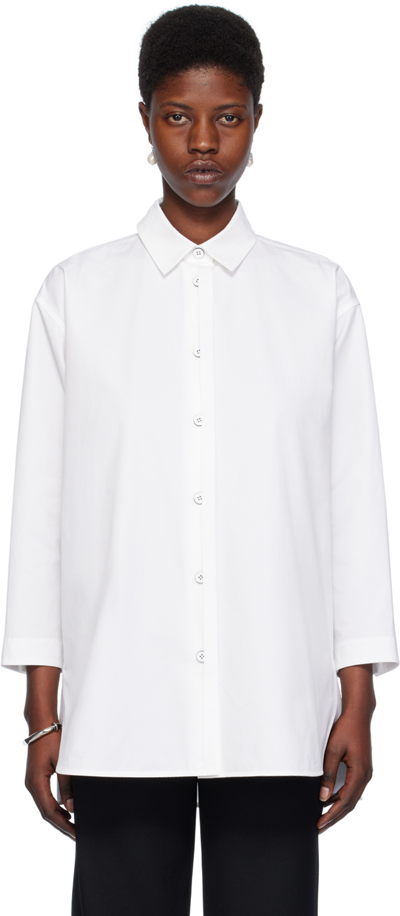 Jil Sander White Spread Collar Shirt In 100 Optic White