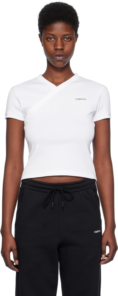 Coperni Logo-print Cotton T-shirt In Blanco