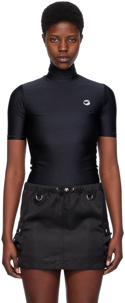 Coperni Tight High Neck Stretch Jersey Top In Black