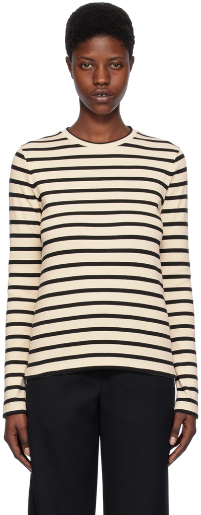 Jil Sander Off-white & Black Stripe Long Sleeve T-shirt In 80 Bluejay