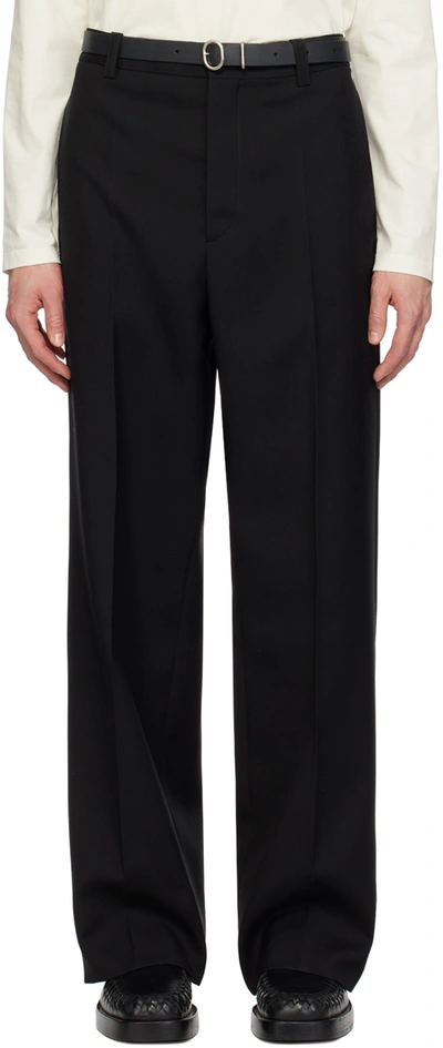 Jil Sander Black Creased Trousers In 001 Black