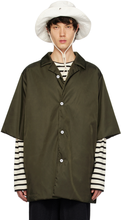 Jil Sander Green Padded Shirt In 302 Dark Green