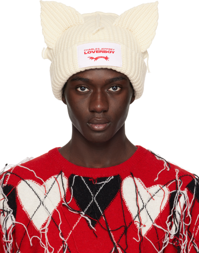 Charles Jeffrey Loverboy Off-white Chunky Ears Beanie In Ecru