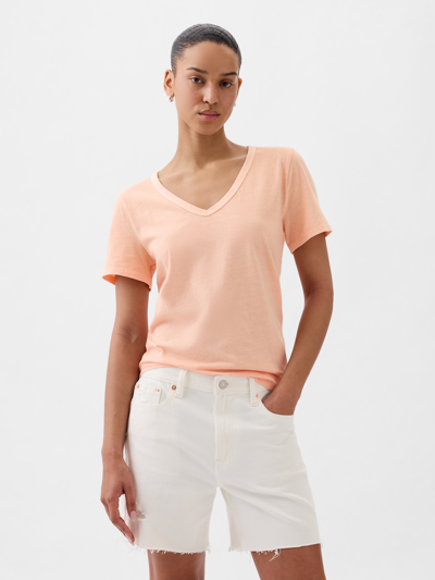 Gap Organic Cotton Vintage V-neck T-shirt In Peach Parfait