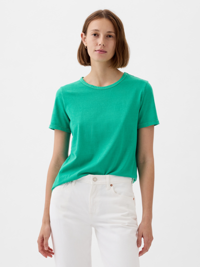 Gap Cotton Vintage Crewneck T-shirt In Simply Green