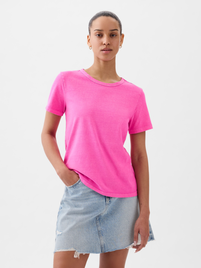 Gap Cotton Vintage Crewneck T-shirt In Standout Pink