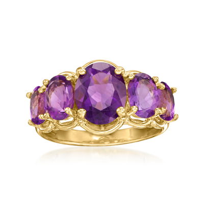 Ross-simons Amethyst 5-stone Ring In 18kt Gold Over Sterling In Purple