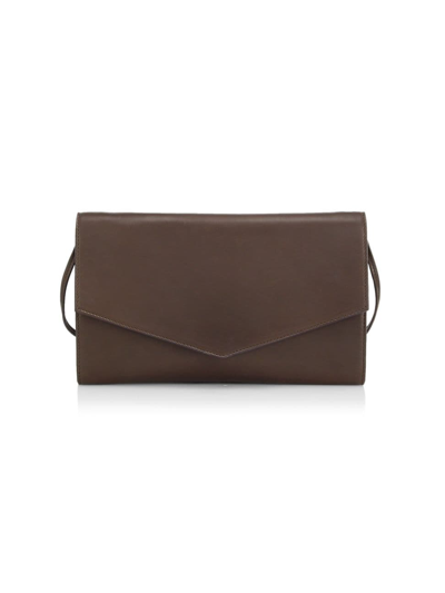 The Row Large Envelope Crossbody Bag In Napa Leather In Dark Brown