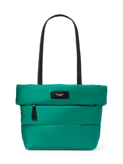 Kate Spade Puffed Puffy Fabric Small Tote In Winter Green