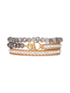 Chan Luu Women's 18k-gold-plated & Multi-gemstone Beaded Wrap Bracelet In White Pearl Mix