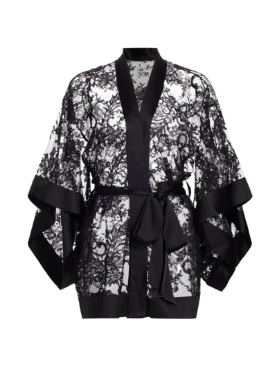 Kiki De Montparnasse Women's Camille Floral Lace Robe In Black