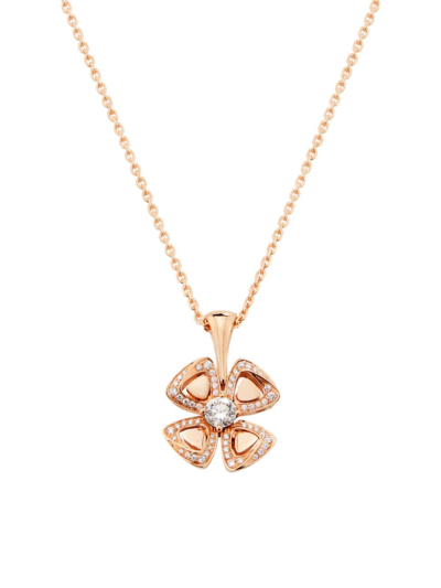 Bvlgari Women's Fiorever 18k Rose Gold & 0.34 Tcw Diamond Flower Pendant Necklace