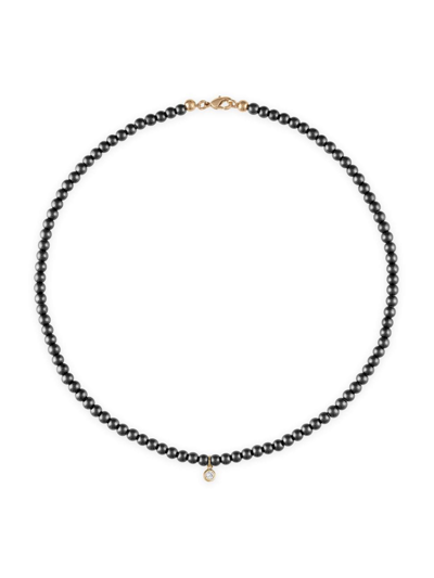 Alexa Leigh Women's Ellie 14k-gold-filled, Hematite & Crystal Beaded Necklace In Black/gold