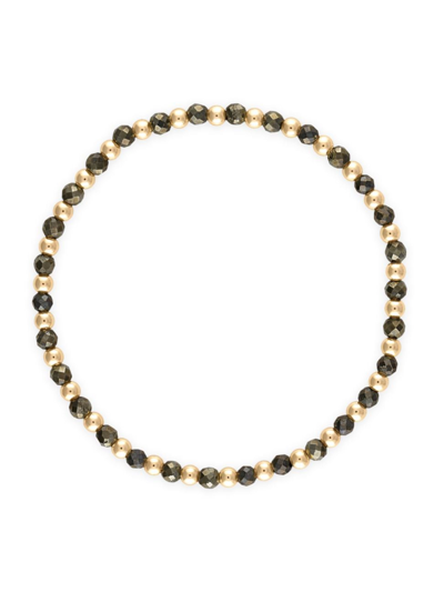 Alexa Leigh Phoebe Pyrite Beaded Bracelet In 14k Gold Filled In Black/gold