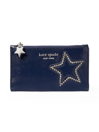 Kate Spade Women's Starlight Crystal-embellished Patent Leather Small Bifold Wallet In Navy Multi