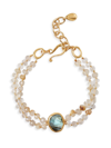 CHAN LUU WOMEN'S 18K-GOLD-PLATED, RUTILATED QUARTZ & LABRADORITE DOUBLE-STRAND BRACELET