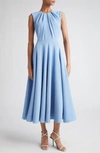 Emilia Wickstead Marlen Draped Crepe Midi Dress In Celeste Blue