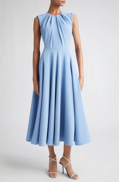 Emilia Wickstead Marlen Draped Crepe Midi Dress In Blue