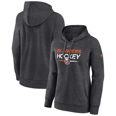 Fanatics Branded  Heather Charcoal New York Islanders Authentic Pro Pullover Hoodie