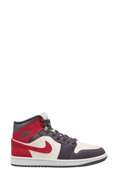 Jordan Air  1 Mid Sneaker In Sail/ Gym Red/ Off Noir/ White