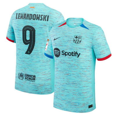 Nike Dressing Gownrt Lewandowski Barcelona 2023/24 Match Away  Men's Dri-fit Adv Soccer Jersey In Blue