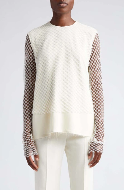 Totême Layered White-diamond Lace Top In Snow