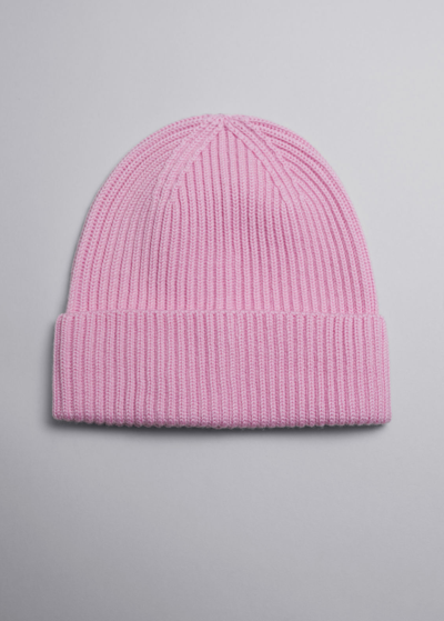 Other Stories Ribbed Wool Beanie In Pink