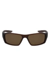 Nike 59mm Brazen Shadow Rectangle Sunglasses In Matte El Dorado Black Brown