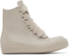 RICK OWENS OFF-WHITE WASHED CALF SNEAKERS