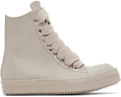 Rick Owens Off-white Washed Calf Trainers In 8888 Pearl/pearl/pea