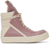 Rick Owens Geobasket High-top Leather Sneakers In 6311 Dusty Pink/milk
