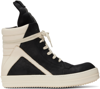 RICK OWENS BLACK & OFF-WHITE GEOBASKET SNEAKERS