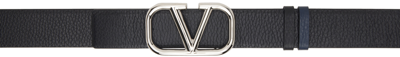 Valentino Garavani Black & Navy Vlogo Signature Reversible Belt In Nero/marine