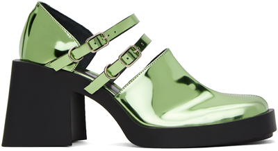 Justine Clenquet Green Jennie Mary-jane Heels In Green Mirror