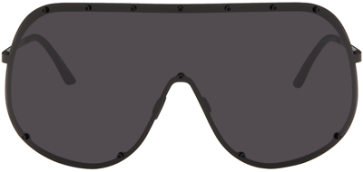 Rick Owens Black Shield Sunglasses In 909 Black/black