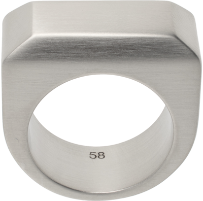 Rick Owens Silver Beveled Ring In 128 Palladio