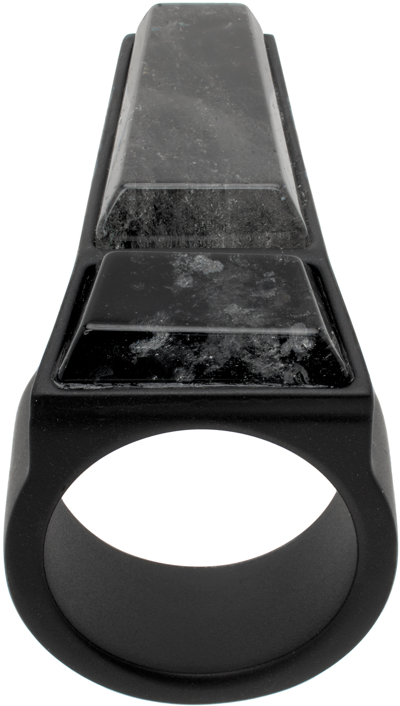 Rick Owens Black Crystal Trunk Ring In 09 Black