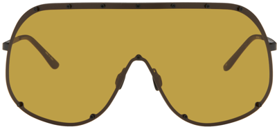 Rick Owens Men's Solid-frame Shield Sunglasses In 0945 Black/green