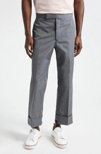 Thom Browne Classic Fit 1 Typewriter Cloth Backstrap Trousers In Medium Grey
