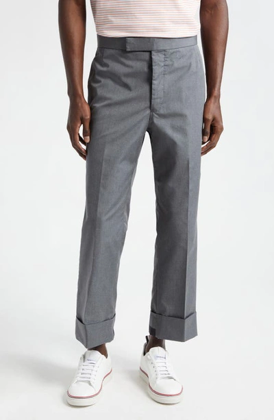 Thom Browne Tailored Cropped Twill Trousers In Gray