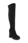 Candies Gild Over The Knee Boot In Black Micro